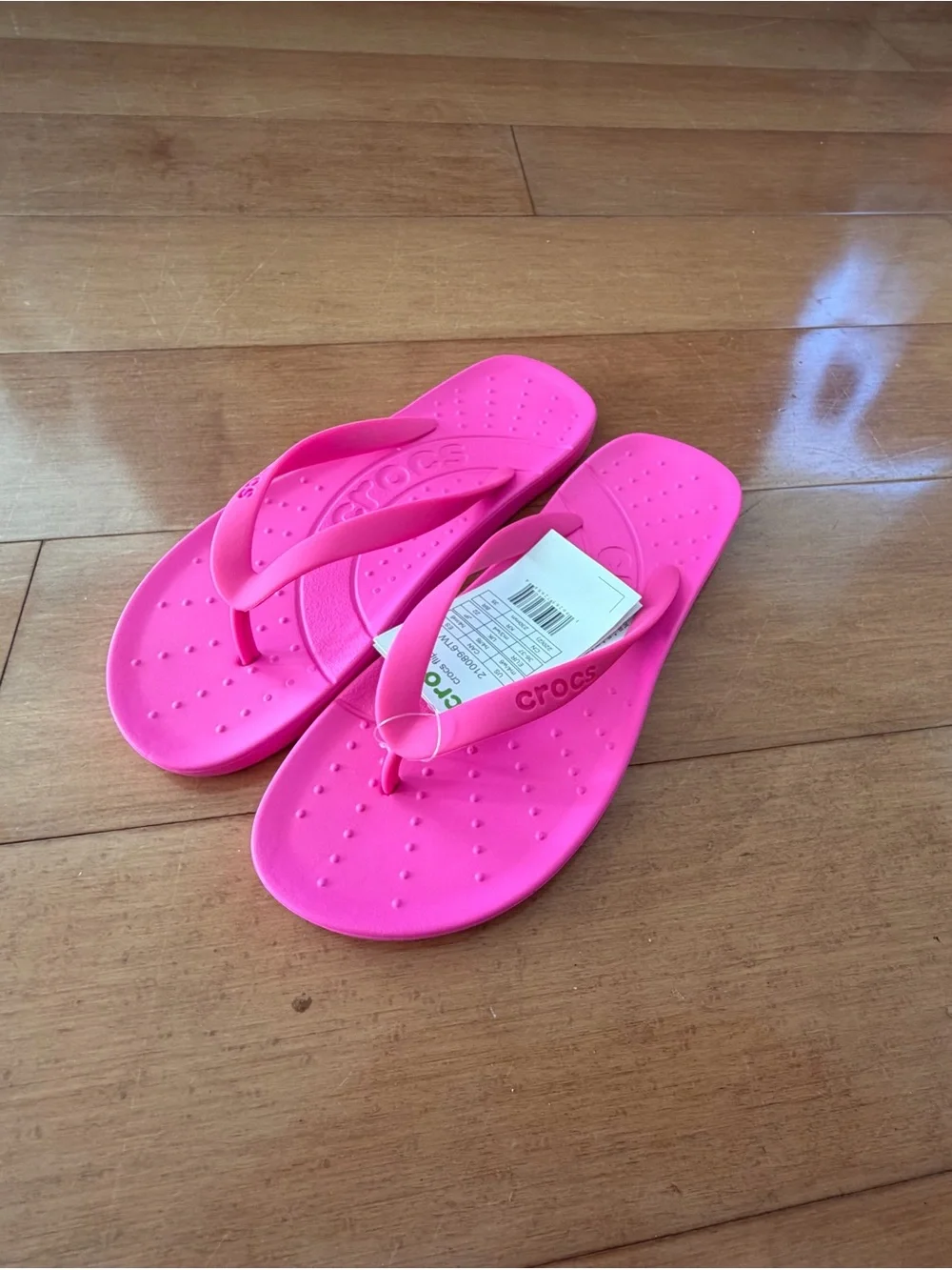 CROCS Bright Pink Flip Flop Thong Sandals, 6 - Picture 1 of 7